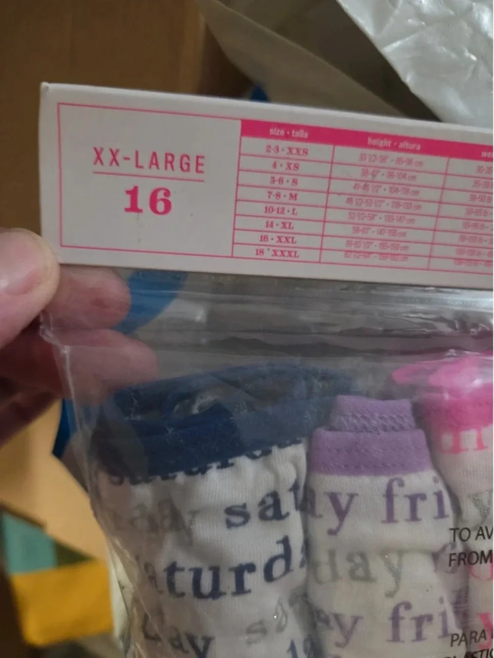 Girls briefs 7 pairs size XXL 16